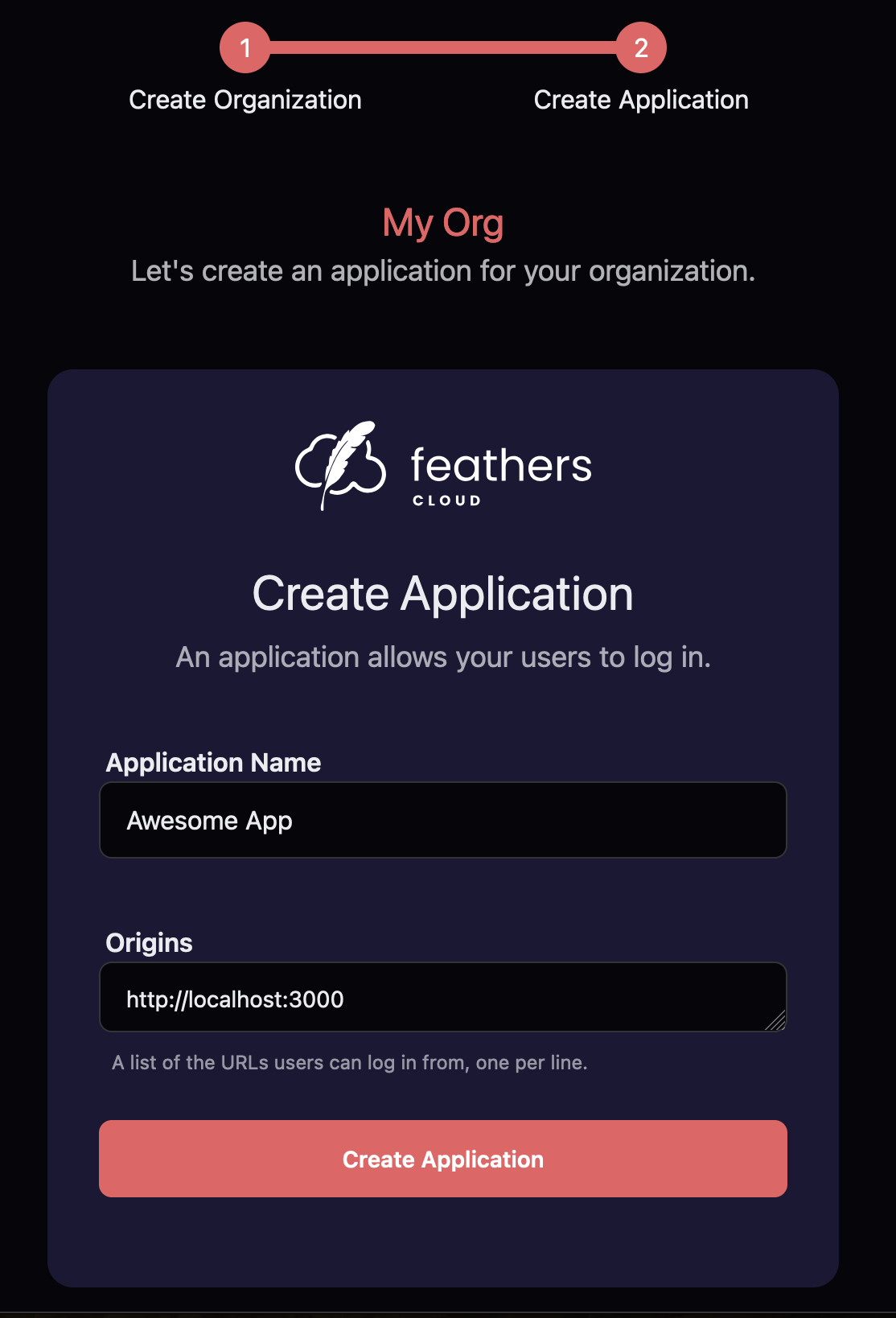 Creating an application